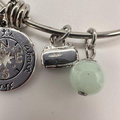 Vintage Y2K Silver Tone Charm Bracelet It’s About The Journey Green Bead Jewelry