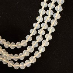VTG Opalite Faceted Glass Rondelle Knotted Bead Flapper Length Necklace 60”