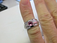 Unique Fancy Intense Pink Sapphire Ring 18k White Gold Size 5 MAKE OFFER
