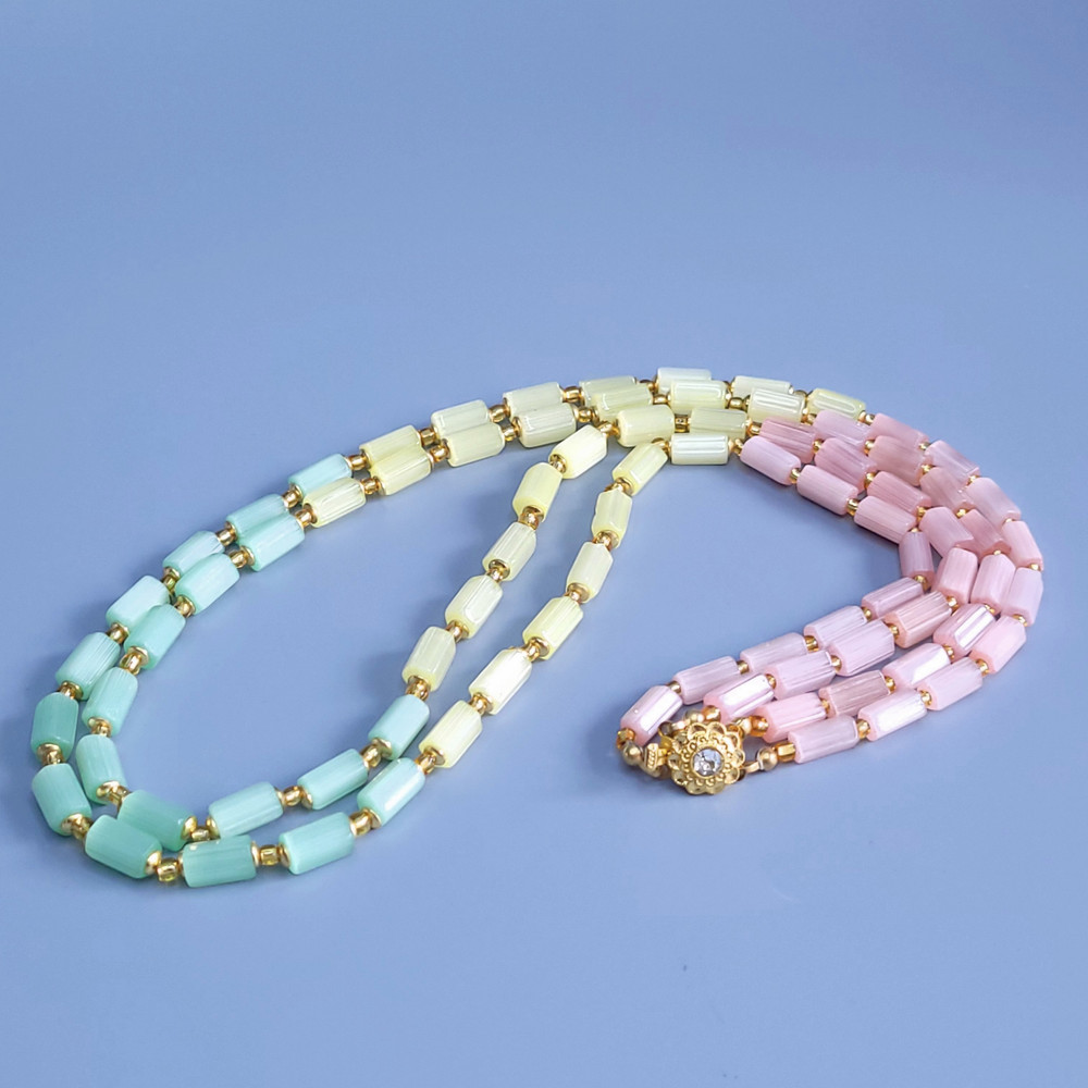 Necklace 23” Vintage Glass Czech Beads Women`s Jewelry Art Deco Style