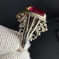 Vintage Ring Silver 875 Soviet Era Ruby size 6.5