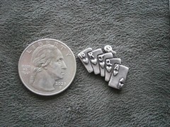Sunwest Royal Flush Hearts Playing Cards Vtg Sterling Silver Charm Pendant 3.6g
