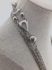 1960s silver tone multi chains ball beads open triangle design accents necklace