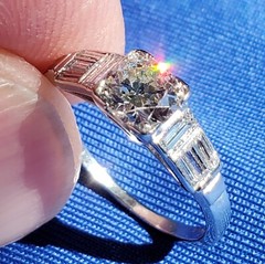 Original EARTH MINED DIAMOND Art Deco Engagement Ring SOLID PLATINUM Solitaire