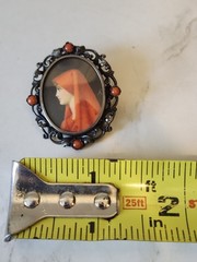 Italy Hand Painted Saint Fabiola Portrait Brooch after J J Henner