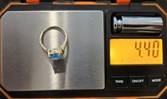 14K Gold Genuine London Blue Topaz & Diamond Accent “AJ 14K” Ring Sz 8 – 4.40 g