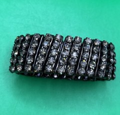 Vintage Black Tone Gray Tone Rhinestone Bracelet Expandable