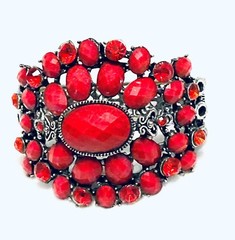 Bracelets Lot Vintage Boho Faux Turquoise Crystals Red Rose Spring Clasps Women