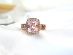 Rose Gold on Sterling Silver 925 Natural Irradiated Morganite Size 6 Ring
