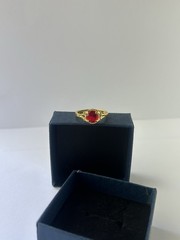 Vintage Red Cubic Zirconia Ring Gold Plated Womens Size 10