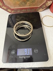 6 Sterling Silver & 1 Brass Bangle Bracelets 91 Grams Silver Marked/Tested
