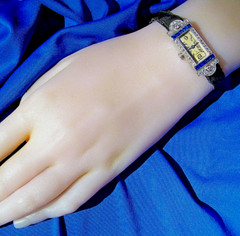 ORIGINAL Art Deco Raymond YARD Antique Diamond Sapphire Platinum Gatby era Watch