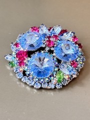 RARE Vintage Verified JULIANA D&E Ice Blue Rivoli Stone Brooch & Earring Set