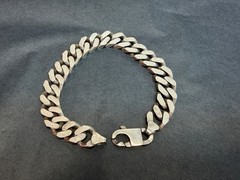 VTG Solid Sterling Silver 925 Panzer Chain Man Curb Links Bracelet Lobster 9”