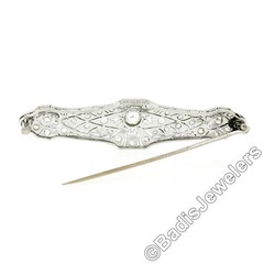 Antique Edwardian Platinum 2.25ctw Old European Diamond Milgrain Open Bar Brooch