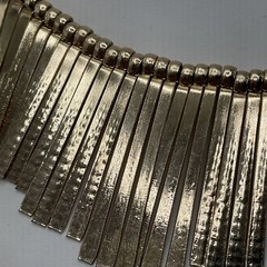 Brutalist Modernist Textured Fringe 16” Collar Geometric Gold Necklace (G1)