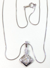 Antique Art Deco European Diamond Pendant Necklace Length 16″ Platinum 1920’s