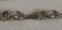 Vintage Greek Key Hoop Earrings Gold Tone Openwork Geometric Meander Pierced 1″