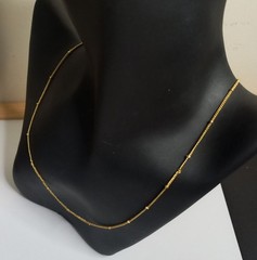 Vintage Gold Tone Satellite Box Chain Beaded Layering Choker Necklace 16″