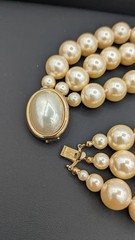 Vintage CAROLEE Necklace Glass Pearl 3 Strand Champagne 16in