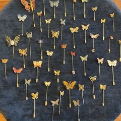 Huge Lot Vintage Jewelry Mixed Media ALL BUTTERFLIES Stick Pins Enamel Cloisonné