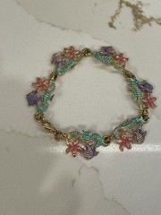 Vintage Enamel Tropical Bracelet Clasp Starfish Fish Seahorse Women USA Made