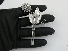 Vintage Byle Gro Sterling Silver Flowers Bouquet Brooch Pin 9.2g 3.5 Inches
