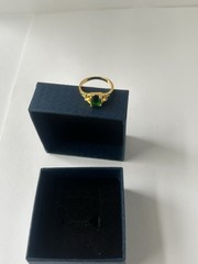 Vintage Green Cubic Zirconia Ring Gold Plated Womens Size 7.5