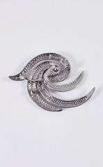Vintage Tona Silver Tone Dual Texture Swirl Pin Brooch