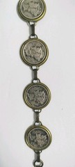 Vintage Mercury Dime 5 Coin Bracelet 90% Silver Encased In Brass 1926 to 1943