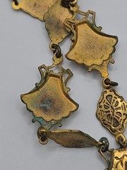 Antique Victorian Era Vermeil Medallion Chain Glass Cameo Pendant Choker 12″ SEE