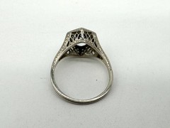 Antique Art Deco Belais 18k White Gold Ring Wedding Engagement Size 7
