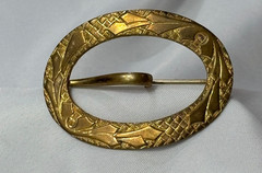 Art Nouveau G.C.H. Sash Pin Gold Tone Oval Brooch USA