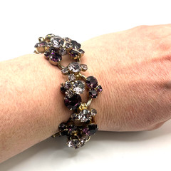 Juliana D&E Bracelet Size 6 Purple Chaton Clusters 5 Link Vintage Verified #6522