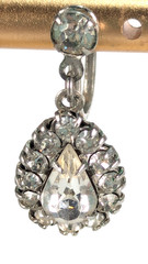 VTG Earrings Pear Cut Clear Rhinestone Halo Screw Back Prong Wedding Formal 1″