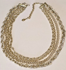 Vintage Coro Signed Multi Row Lightweight Chunky Chain Necklace Gold Tone