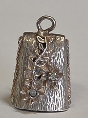 Sterling Silver ~ BELL Charm ~ Sweet Ring Noise ~ With Gems ~ RARE! ~ VINTAGE
