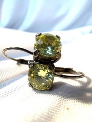 Set Of 2 Pairs Of Vintage Earrings W/ Yellow Gemstones & Faux Pearls Silver-Tone
