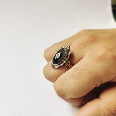 Art Deco Style 925 Silver Victorian handmade Black onyx Anniversary Wedding Ring