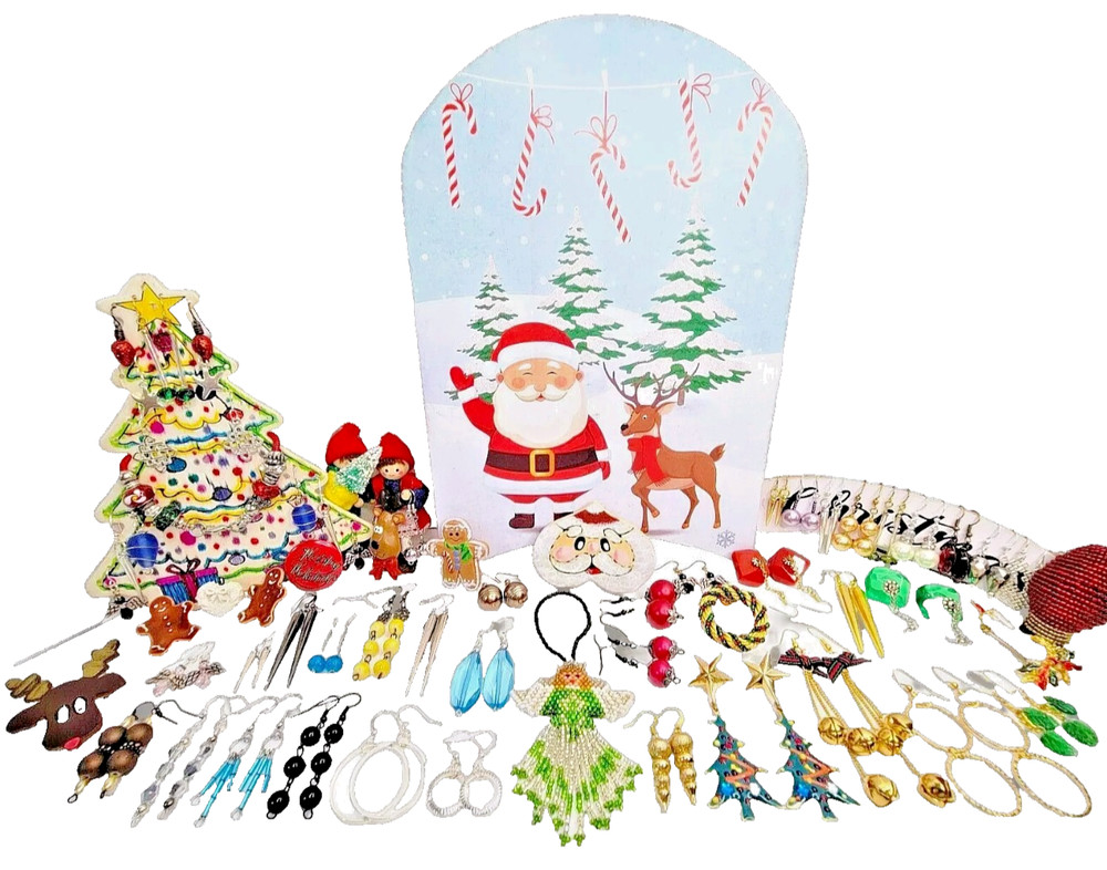 VTG Mixed JEWELRY LOT Everyday + Christmas Retro Earrings Brooches Pins Bracelet