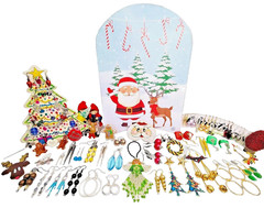 VTG Mixed JEWELRY LOT Everyday + Christmas Retro Earrings Brooches Pins Bracelet