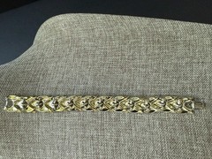 Coro Enamel Link Bracelet Ivory Color Gold Tone Vintage Deco Art To Wear Career
