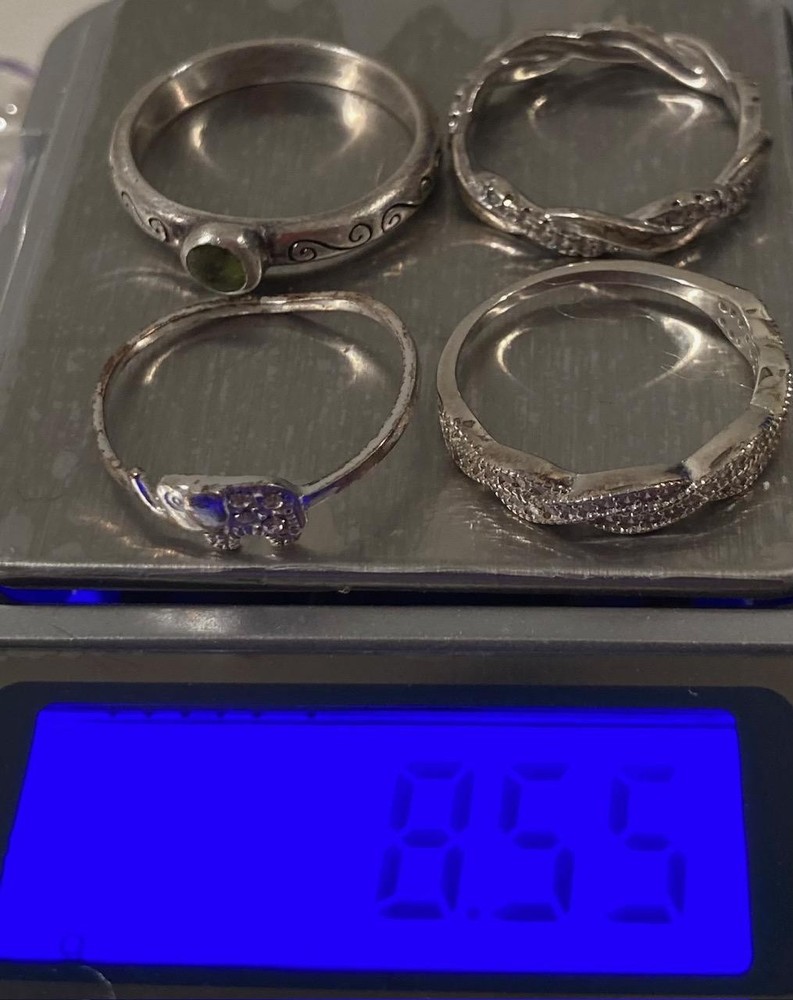 Vintage Lot of 4 Sterling Silver Rings, Assorted Sizes and Styles, Nice Designs