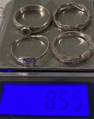 Vintage Lot of 4 Sterling Silver Rings, Assorted Sizes and Styles, Nice Designs