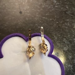 Vintage Original Rose & White Gold Cubic Zirconia Earrings 585 14K, Gold 585 14K