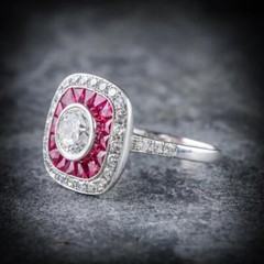1Ct White Round Cut CZ Art Deco Style Bezel Set Engagement Ring In 925 Silver