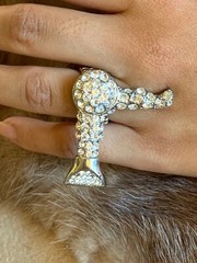 Ring Gold Crystal Hair Dryer Charm Stretchable Fashion Costume Jewelry Ring