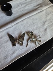 Sterling vintage pendant pens hummingbird butterfly sterling mother of pearl