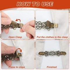 3Pcs Dress Clips Back Cinch,Retro Sweater Clip Cardigan Clips(12×3.3×0.9cm,Grey)