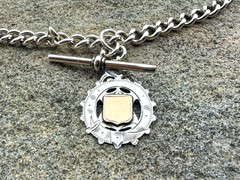 Silver & Gold Fob Curb Link Chain/Necklace – AHS – Chester – 1900 / 1914